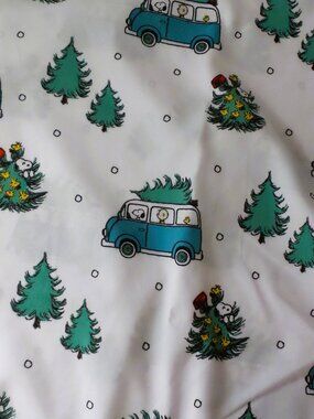 Peanuts Blue Green White Holiday Tree Pattern Pillowcase